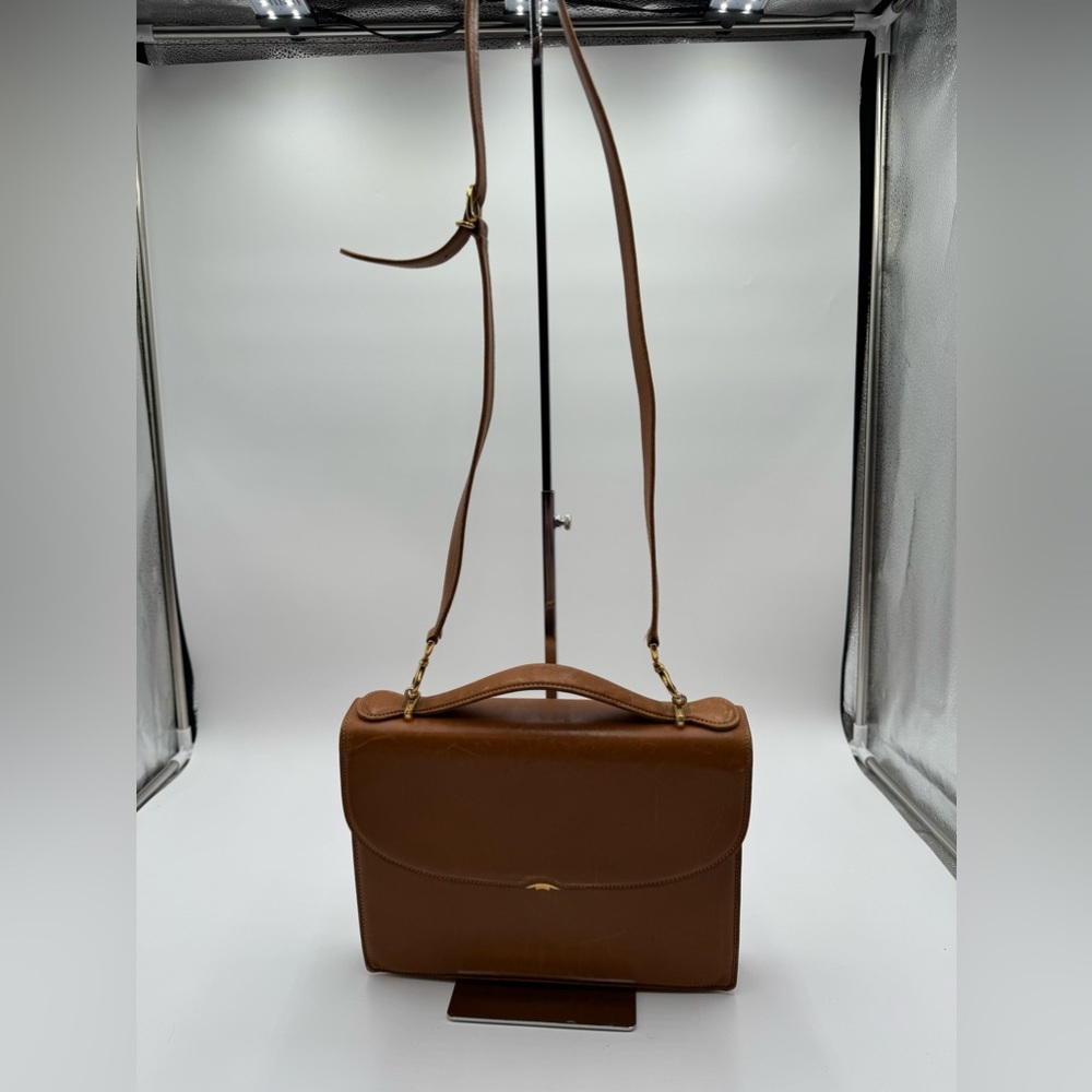 Gucci-Authentic-Vintage All Leather 2 Way Handbag Camel - Picture 4 of 13